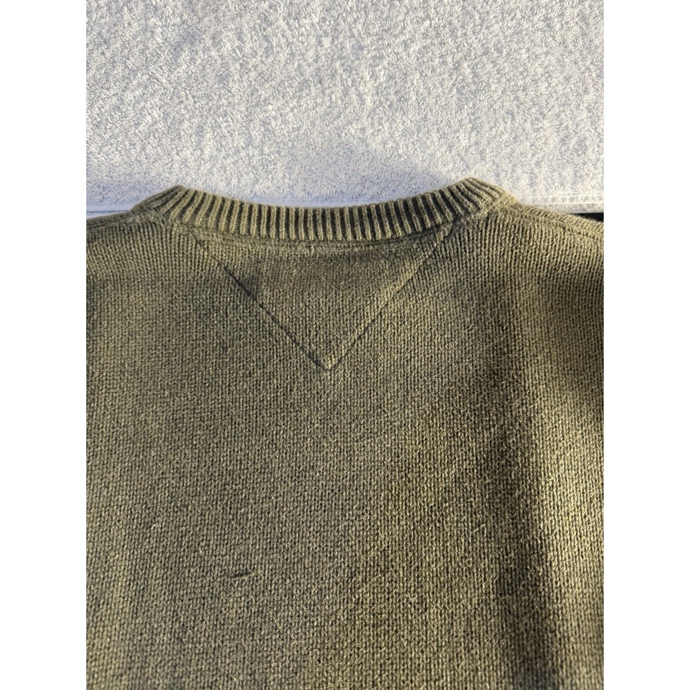 Tommy Hilfiger Mens L Green Knit Crewneck Pullover Sweater Logo Crest DM#20781 - Picture 13 of 16